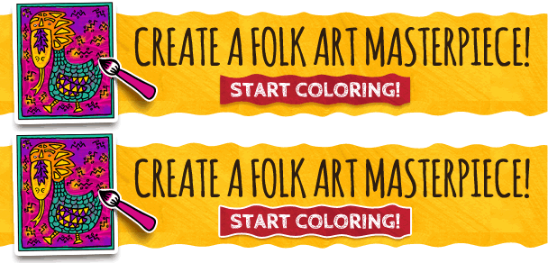 Create a Folk Art masterpiece and start coloring! with a graphic folk art photo painting 