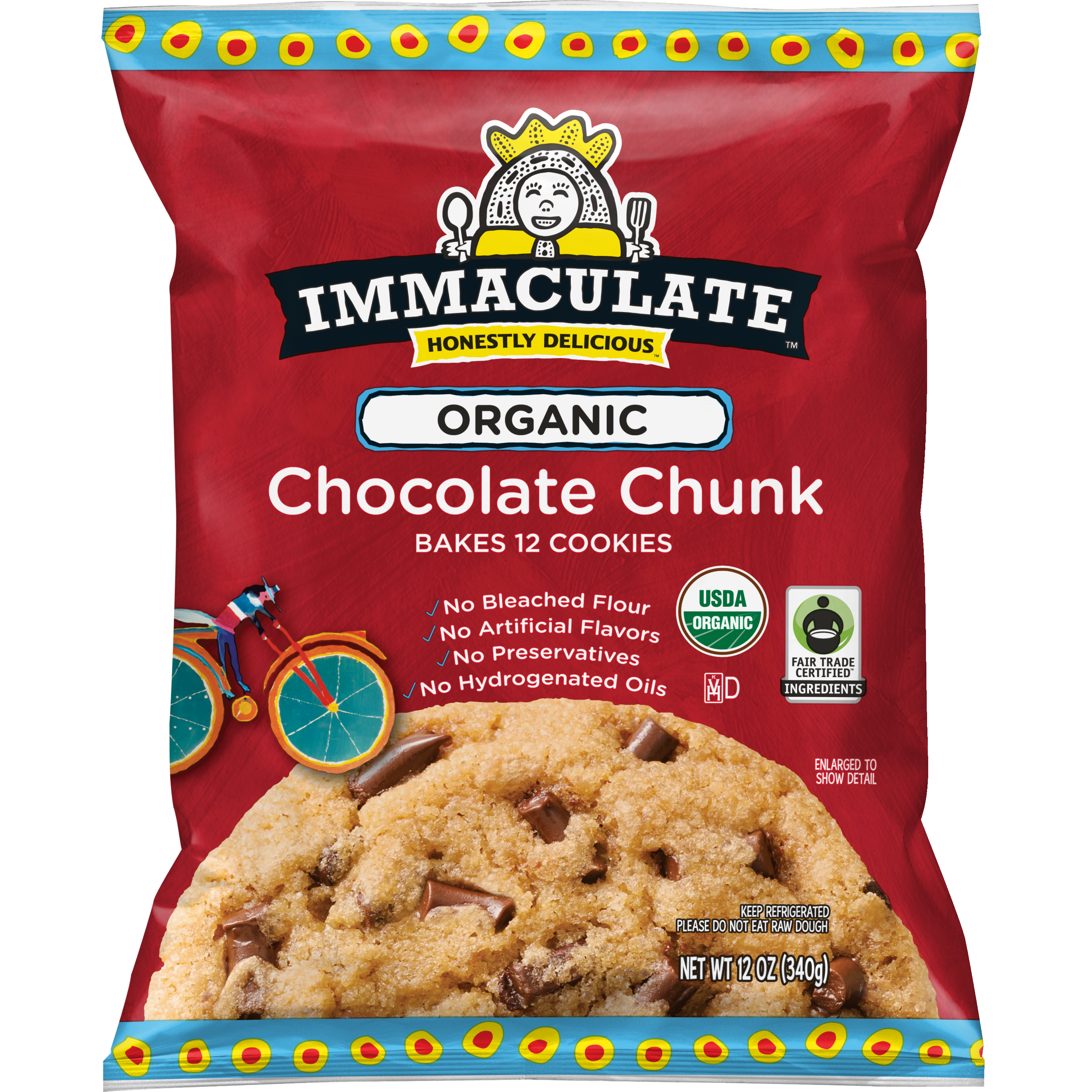 Immaculate Baking Organic chocolate chunk cookie dough, front of pack