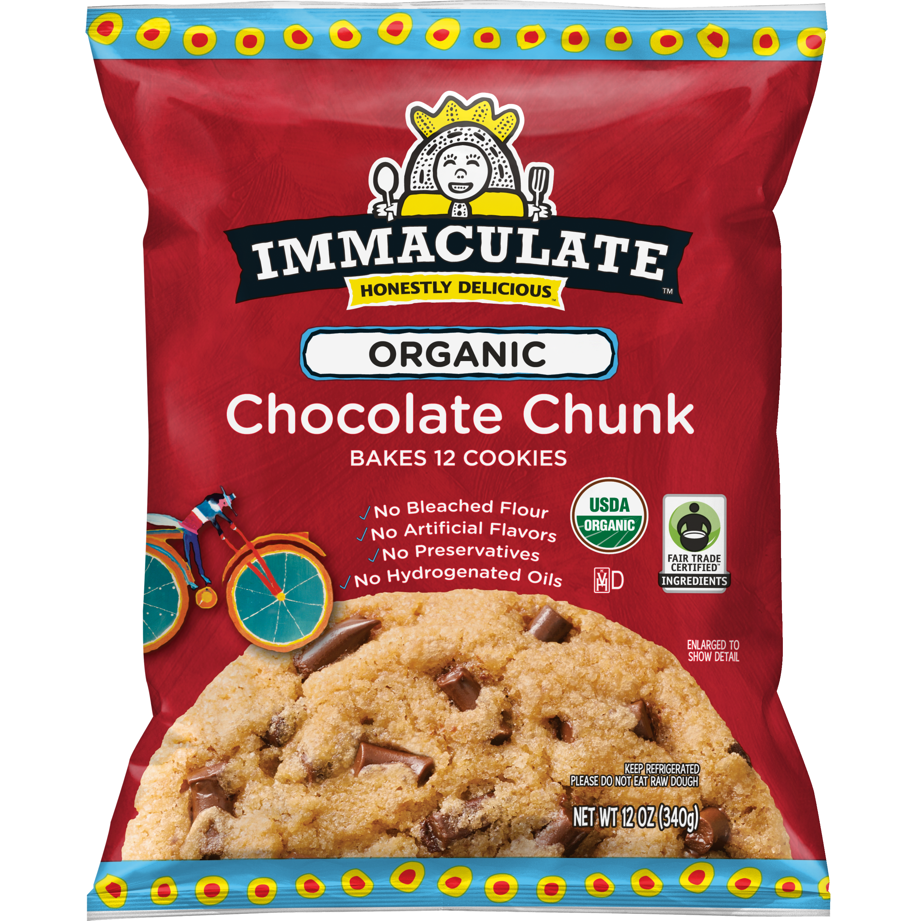 Immaculate Baking Organic chocolate chunk cookie dough, front of pack