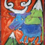 Brian Dowdell folk art style painting of a bull