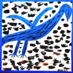 Mose Tolliver folk art style blue eagle painting