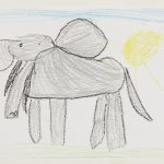 A child's drawing of an elephant