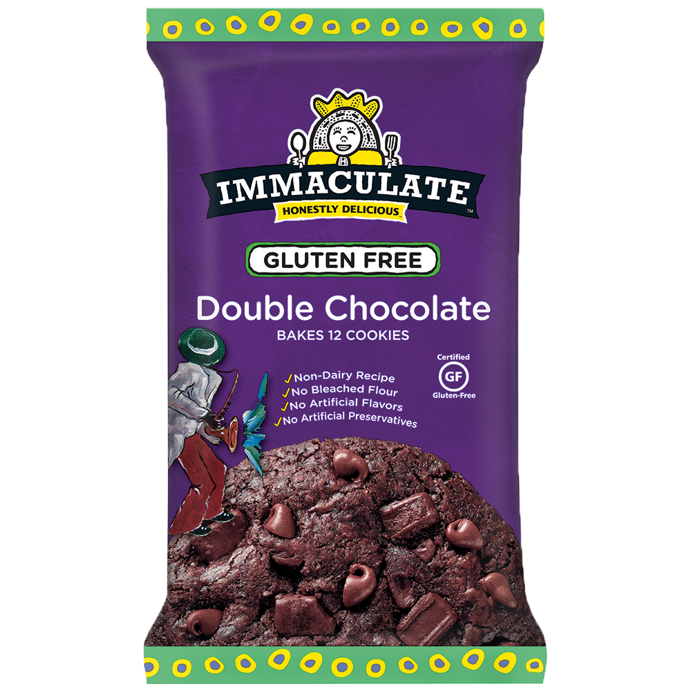 Immaculate Baking Gluten Free double chocolate chip cookie dough, front of pack
