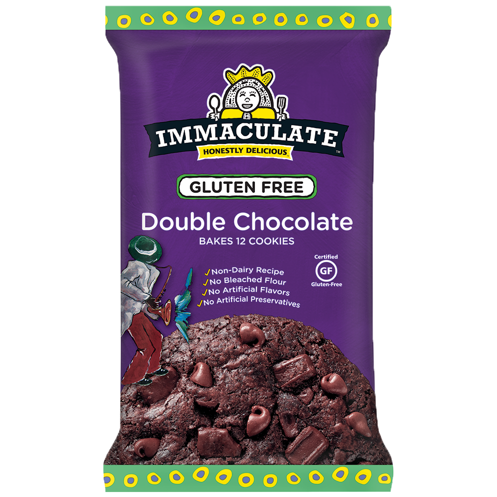 Immaculate Baking Gluten Free double chocolate chip cookie dough, front of pack